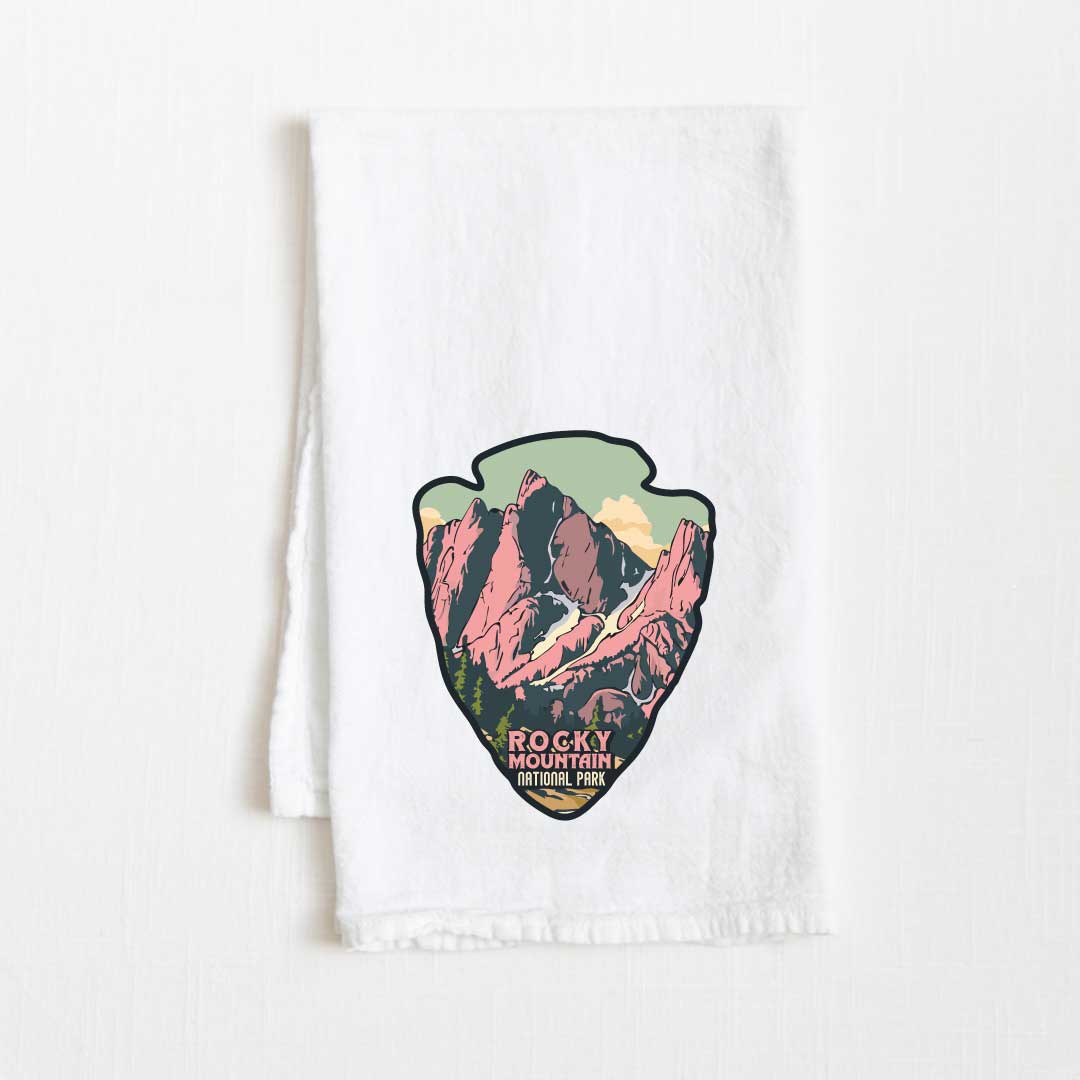 Rocky Mountain National Park Vintage Illustrated Flour Sack Kitchen Towel - 36” x 32”