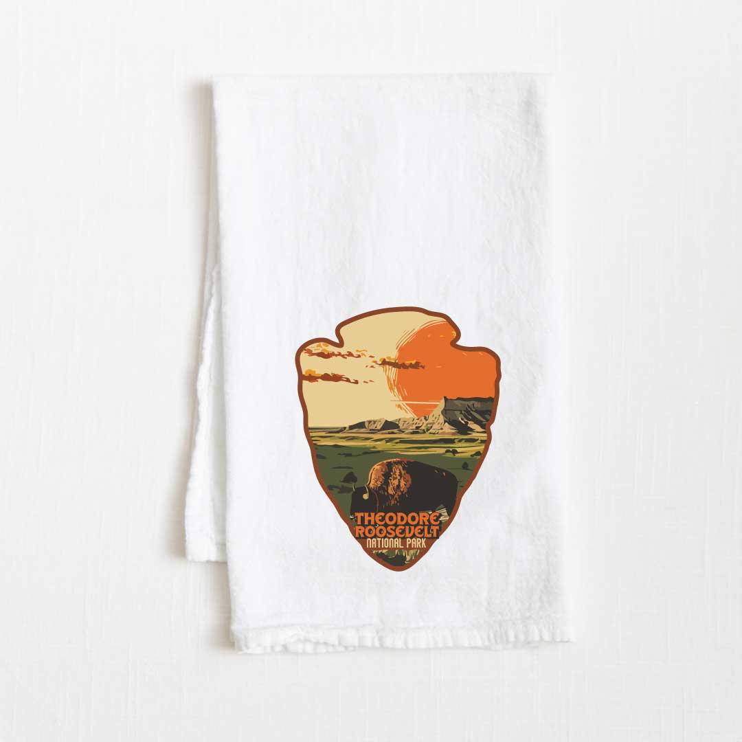 Theodore Roosevelt National Park Vintage Illustrated Flour Sack Kitchen Towel - 36” x 32”