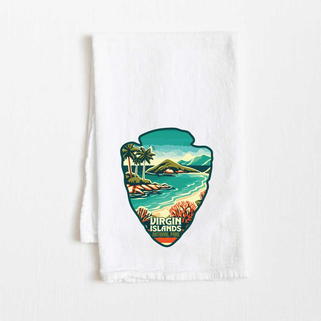 Virgin Island National Park Vintage Illustrated Flour Sack Kitchen Towel - 36” x 32”