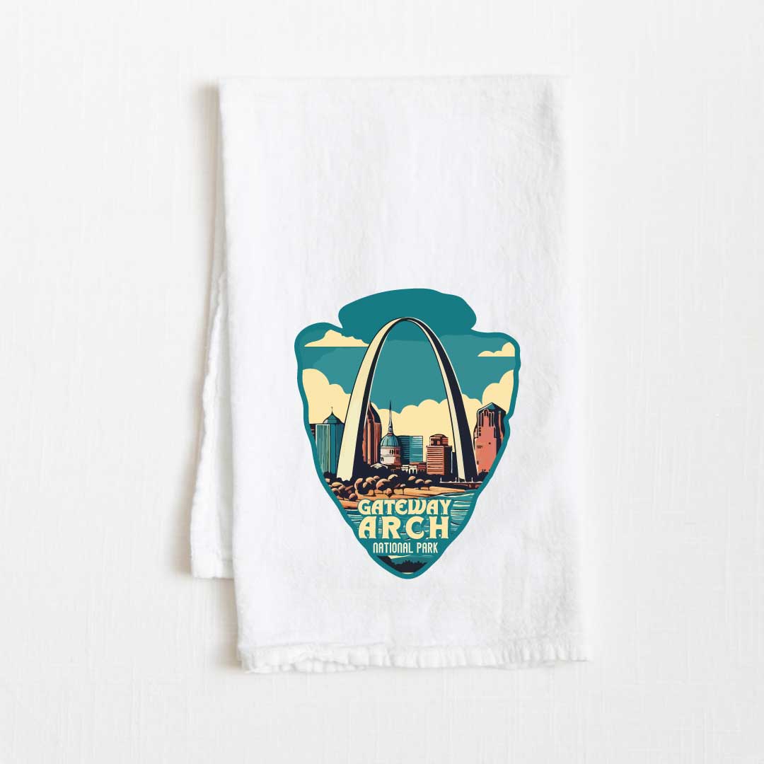 Gateway Arch National Park Vintage Illustrated Flour Sack Kitchen Towel - 36” x 32”