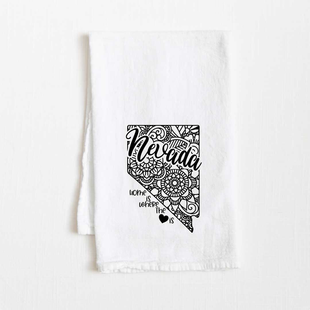 Nevada - Home Is Where the Heart Is Flour Sack Kitchen Towel - 36” x 32”