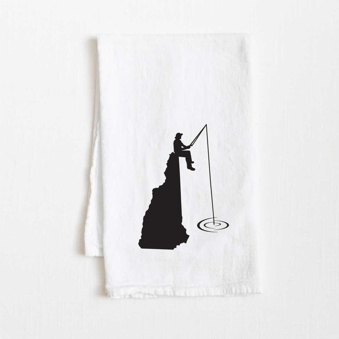 New Hampshire Fishing State Flour Sack Kitchen Towel - 36” x 32”