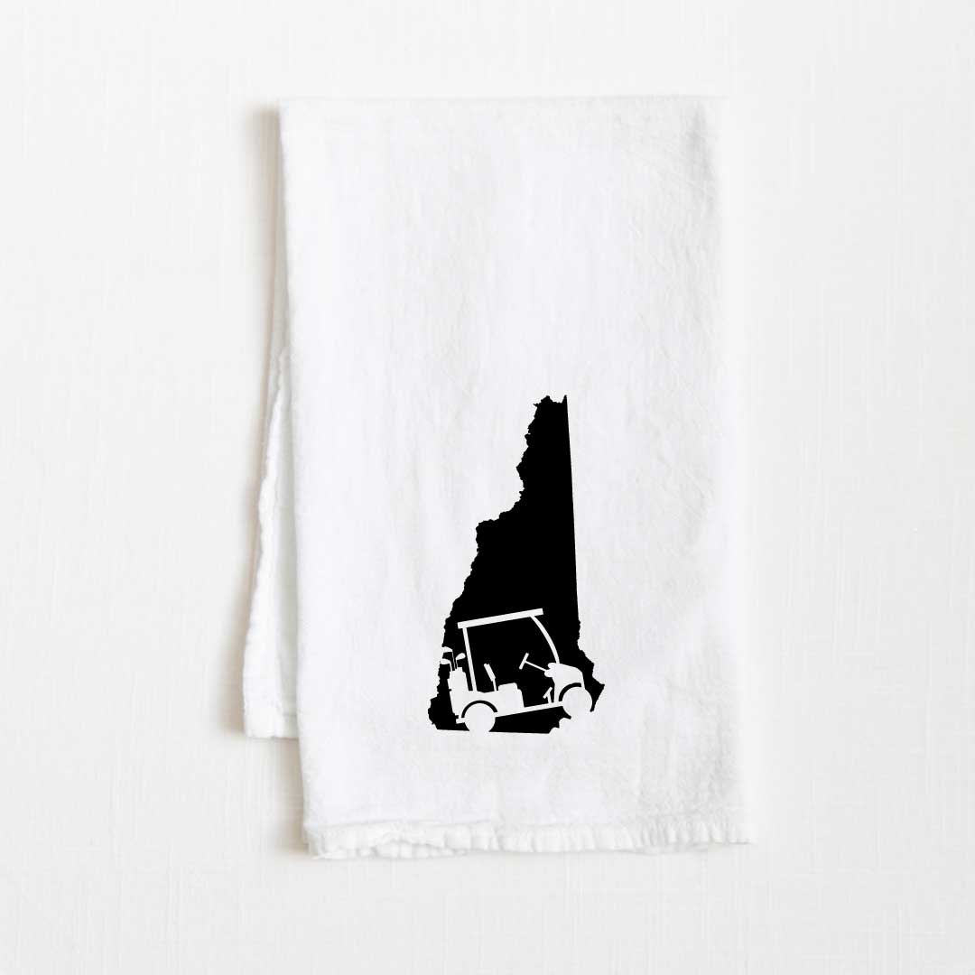 New Hampshire Golf Cart State Flour Sack Kitchen Towel - 36” x 32”