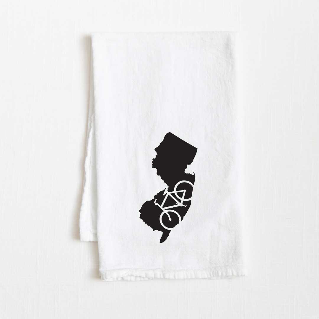 New Jersey Bike State Flour Sack Kitchen Towel - 36” x 32”