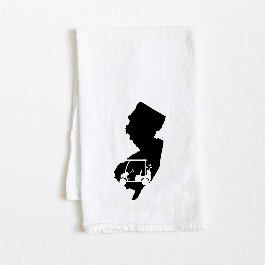 New Jersey Golf Cart State Flour Sack Kitchen Towel - 36” x 32”
