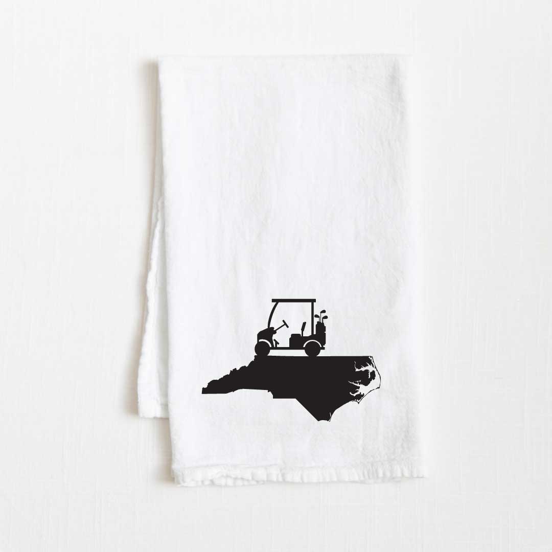 North Carolina Golf Cart State Flour Sack Kitchen Towel - 36” x 32”