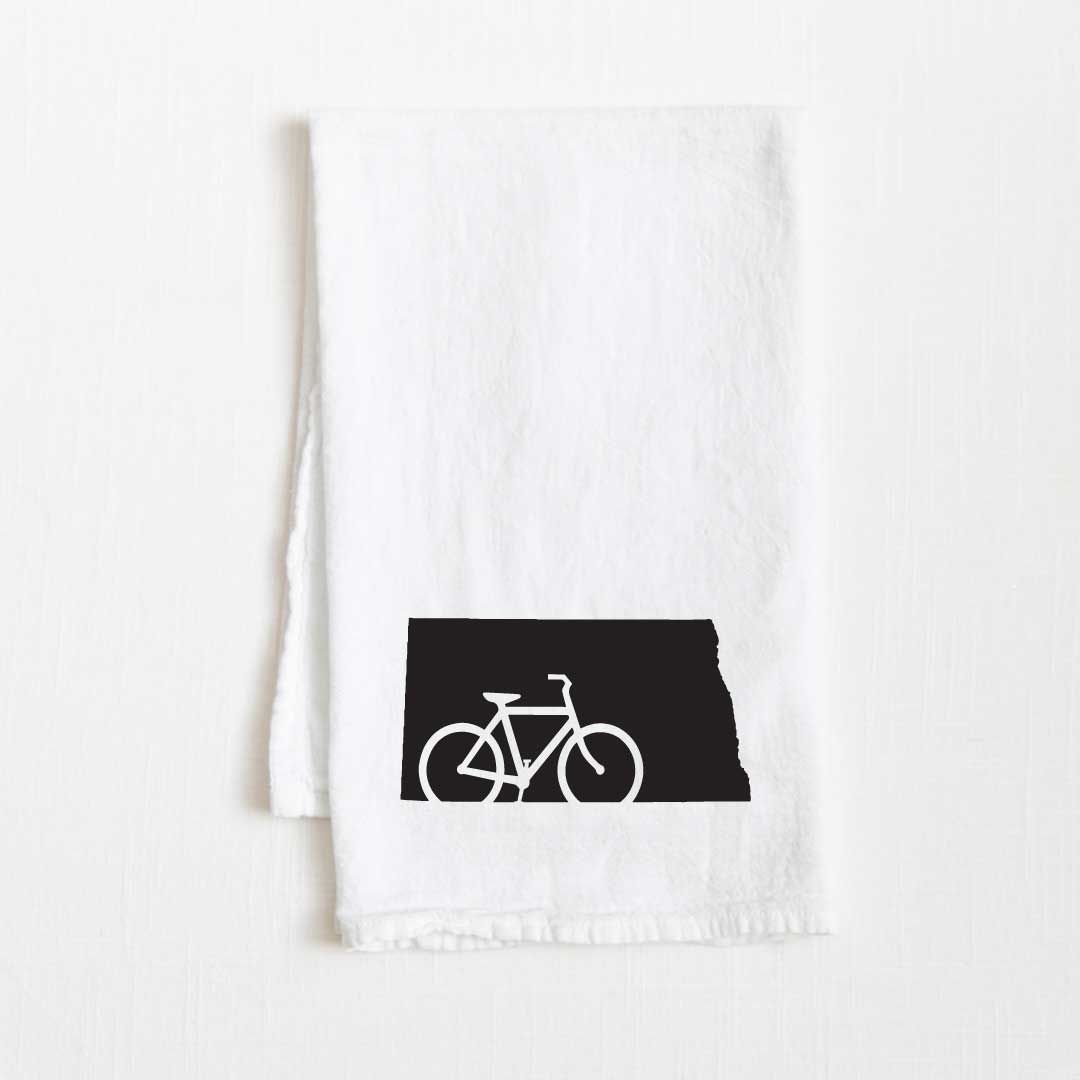 North Dakota Bike State Flour Sack Kitchen Towel - 36” x 32”
