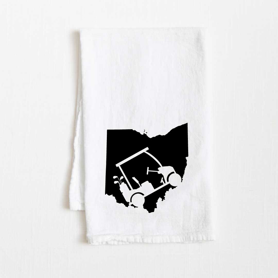 Ohio Golf Cart State Flour Sack Kitchen Towel - 36” x 32”