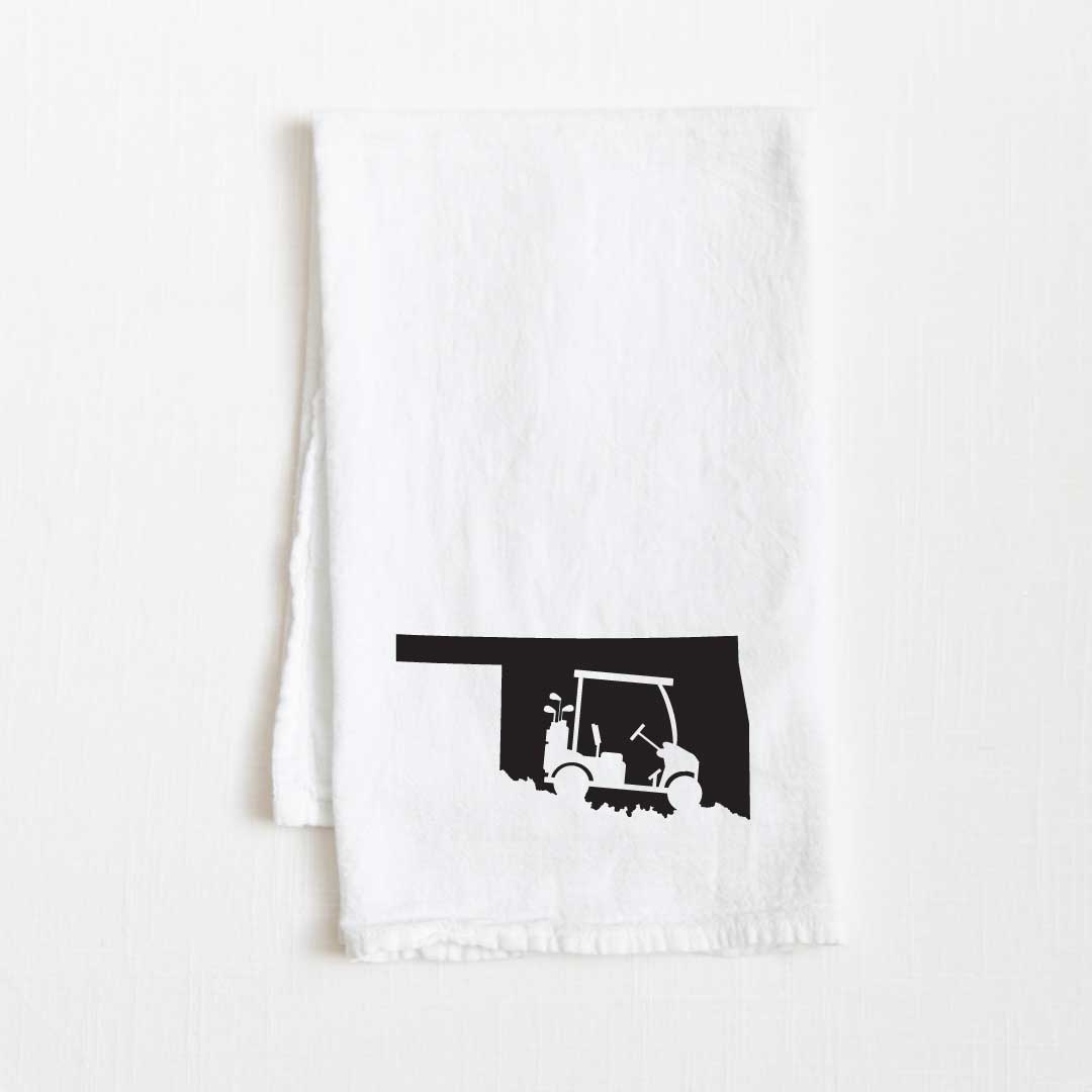 Oklahoma Golf Cart State Flour Sack Kitchen Towel - 36” x 32”