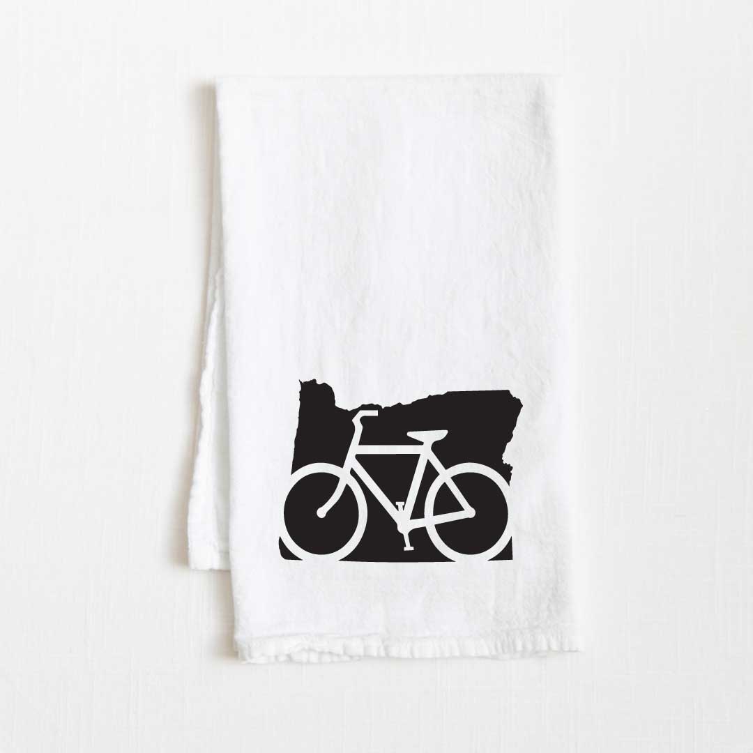 Oregon Bike State Flour Sack Kitchen Towel - 36” x 32”