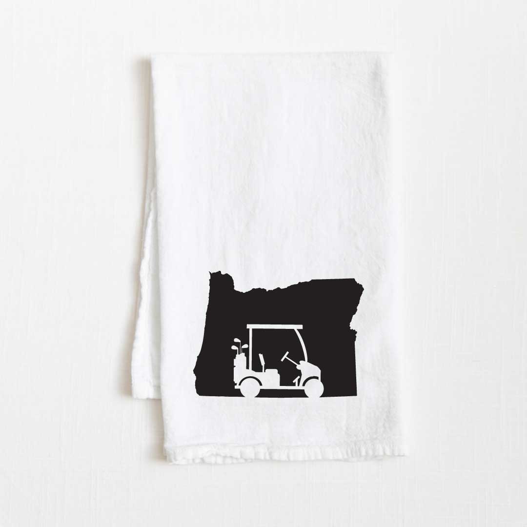 Oregon Golf Cart State Flour Sack Kitchen Towel - 36” x 32”