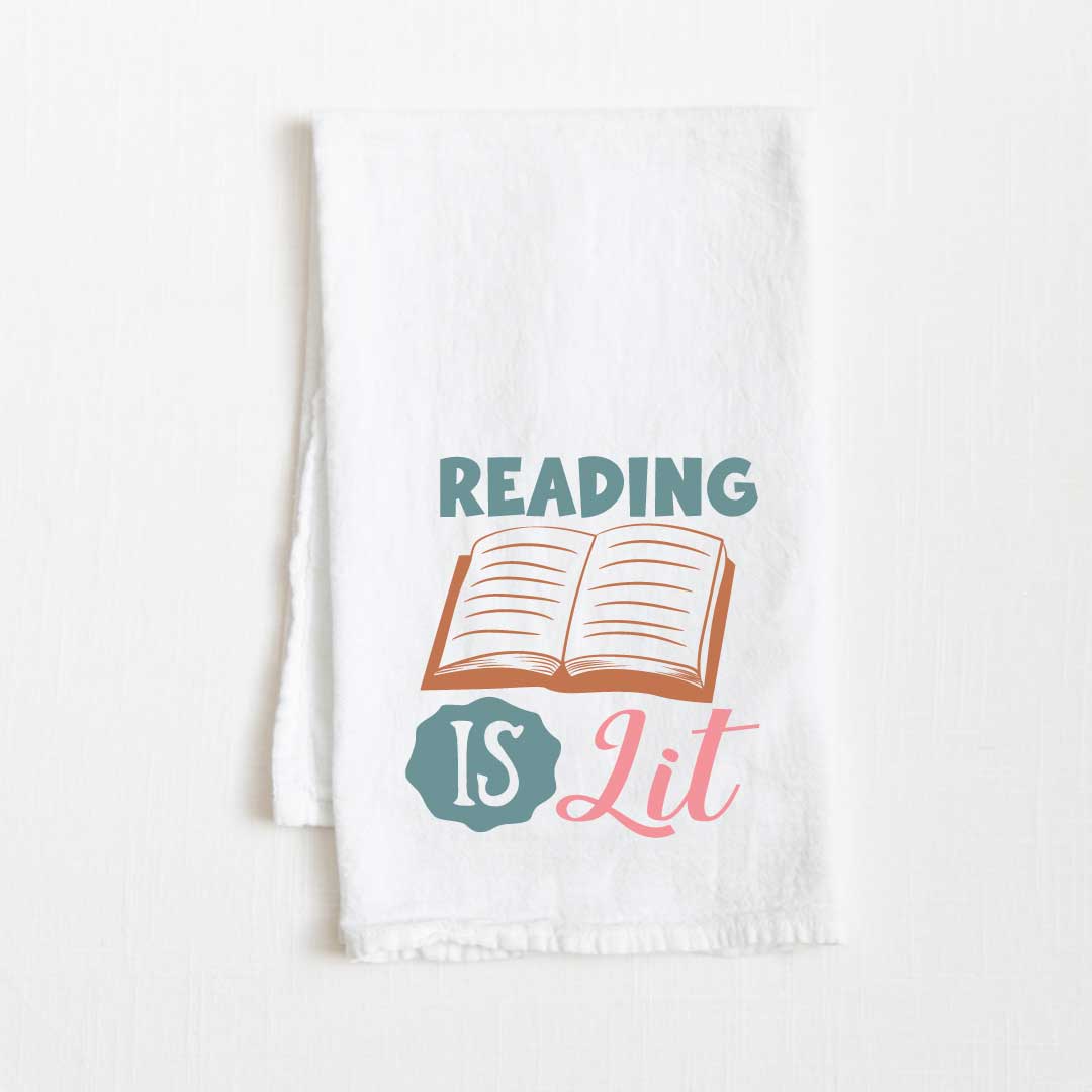 Reading Is Lit Flour Sack Kitchen Towel - 36” x 32”