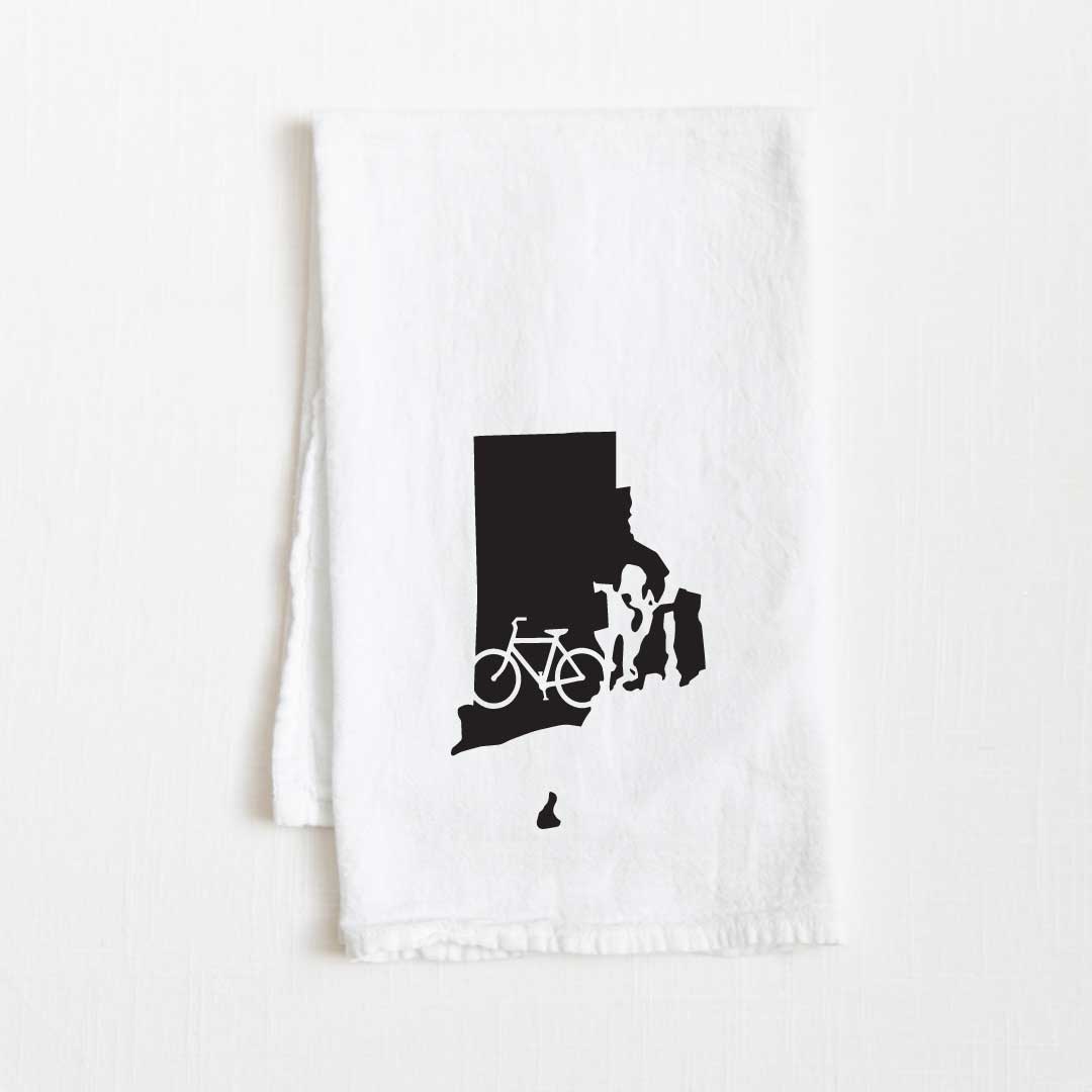 Rhode Island Bike State Flour Sack Kitchen Towel - 36” x 32”