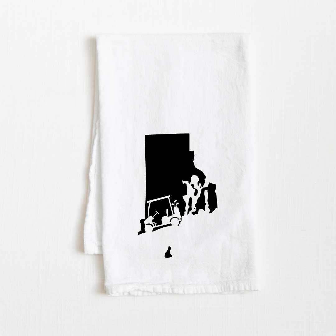 Rhode Island Golf Cart State Flour Sack Kitchen Towel - 36” x 32”