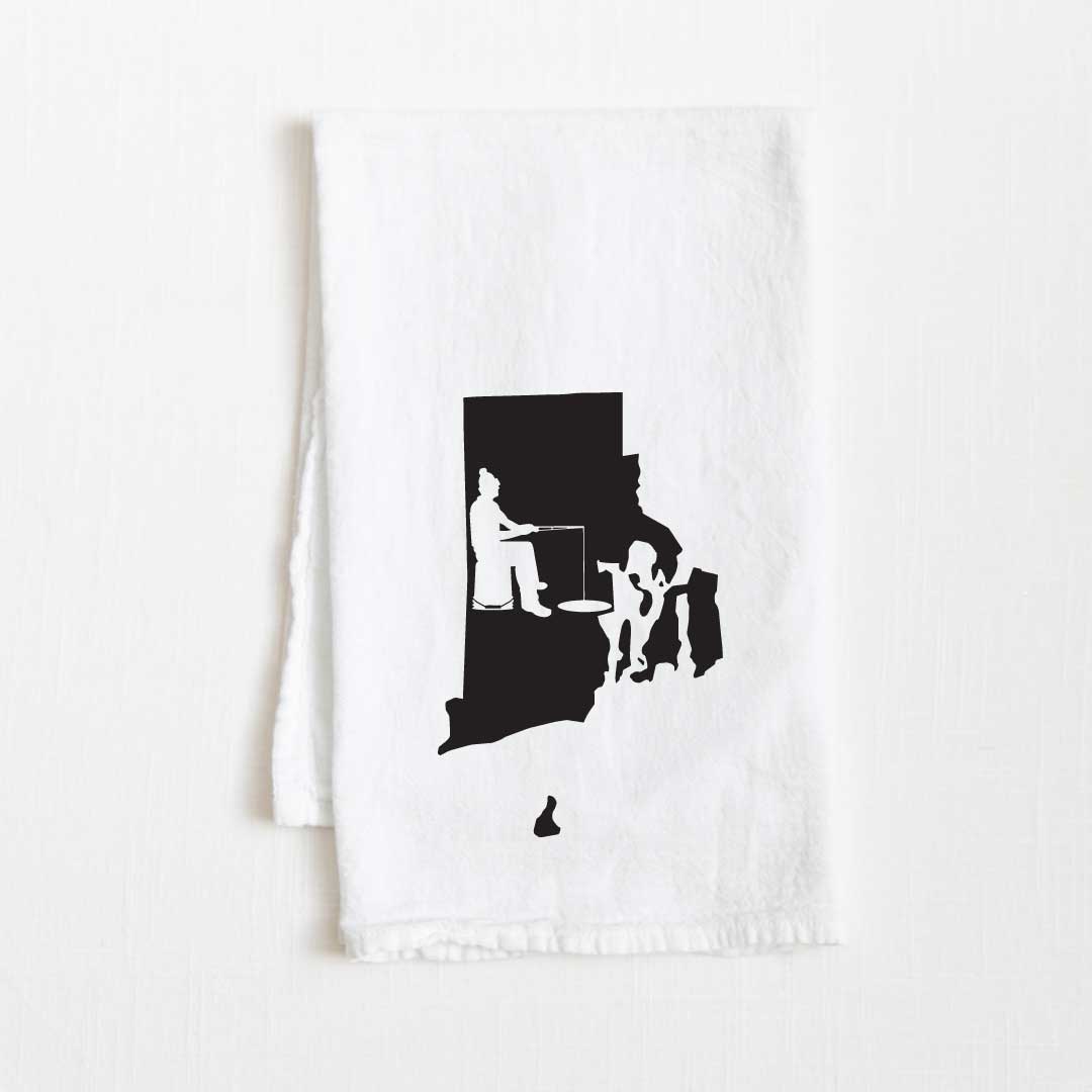 Rhode Island Ice Fishing State Flour Sack Kitchen Towel - 36” x 32”