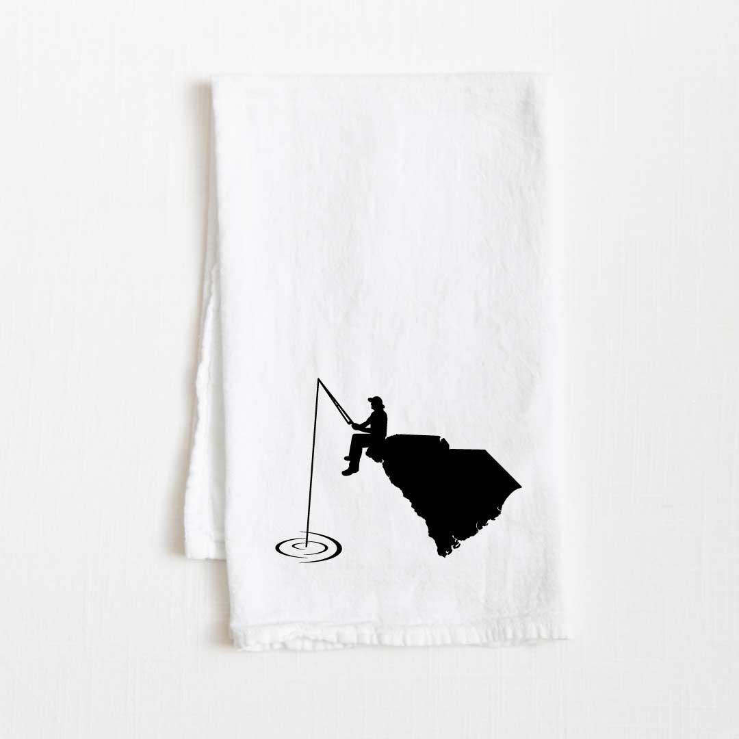 South Carolina Fishing State Flour Sack Kitchen Towel - 36” x 32”