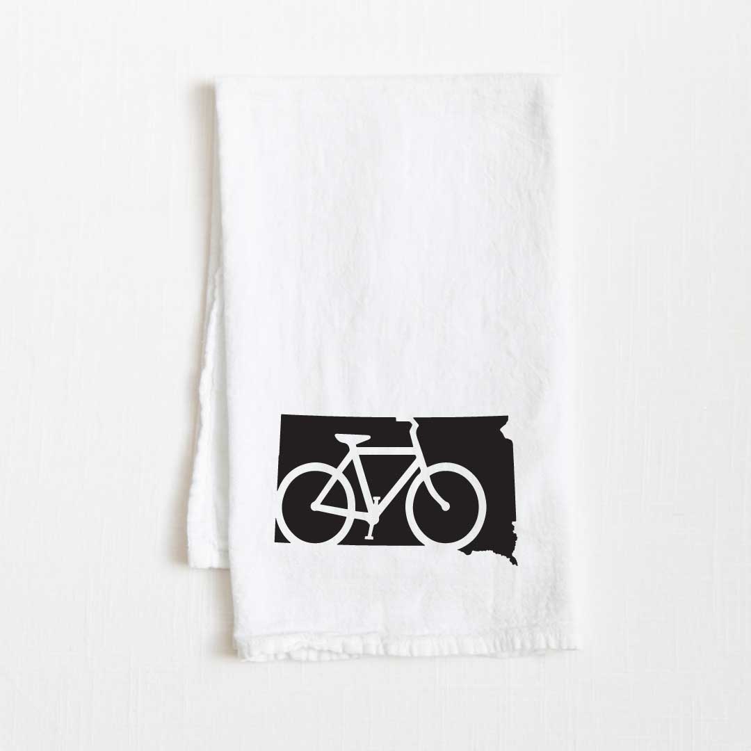 South Dakota Bike State Flour Sack Kitchen Towel - 36” x 32”