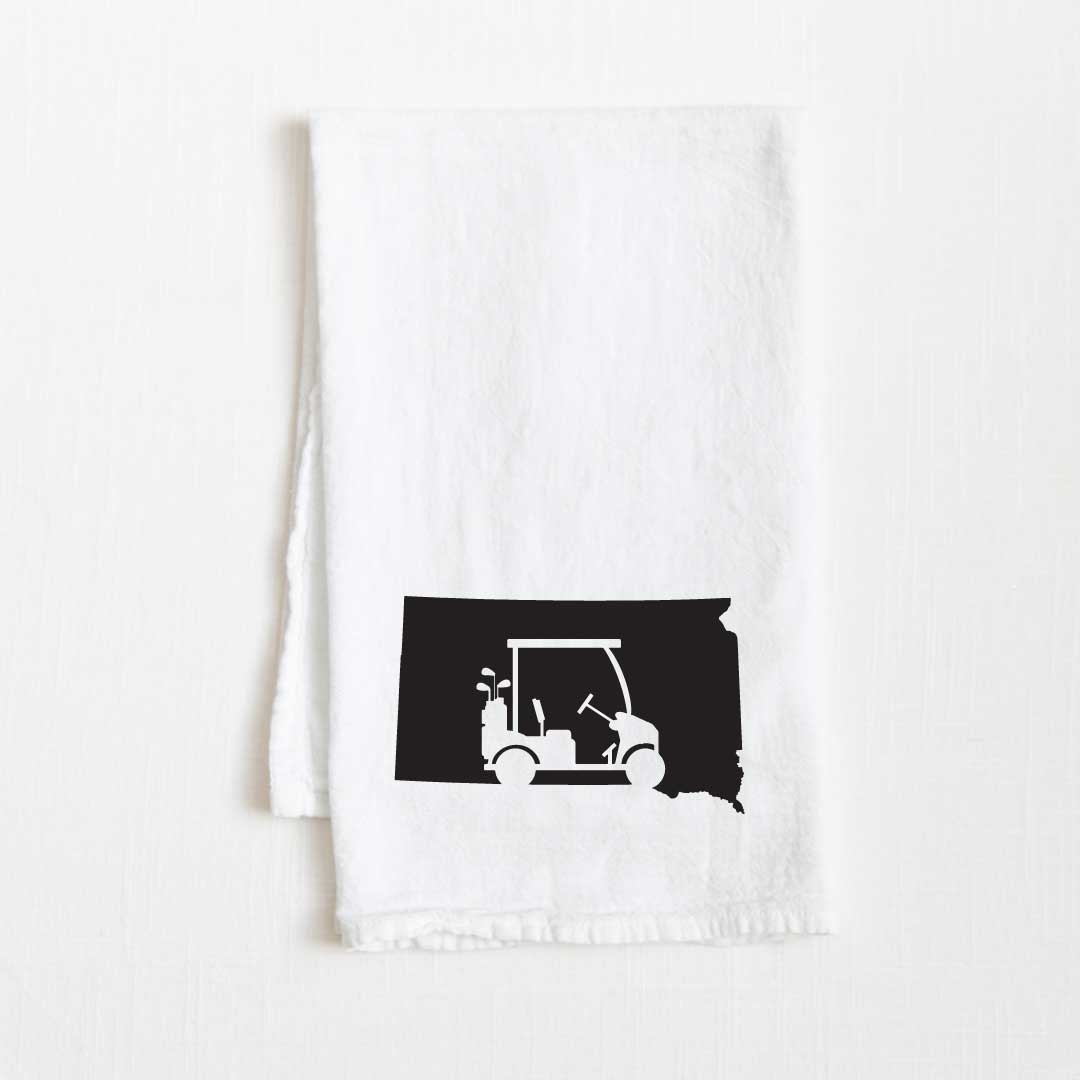 South Dakota Golf Cart State Flour Sack Kitchen Towel - 36” x 32”