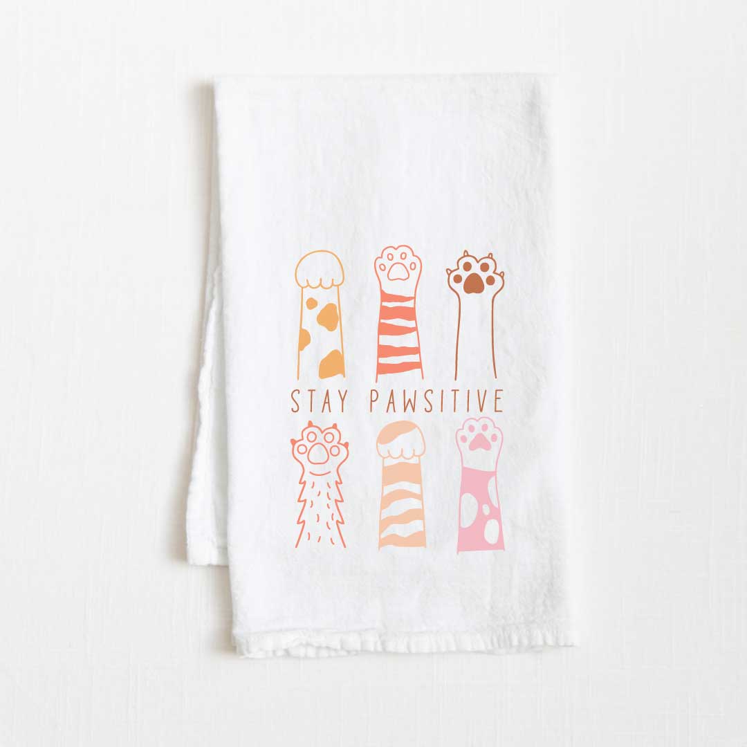 Stay Pawsitive Flour Sack Kitchen Towel - 36” x 32”