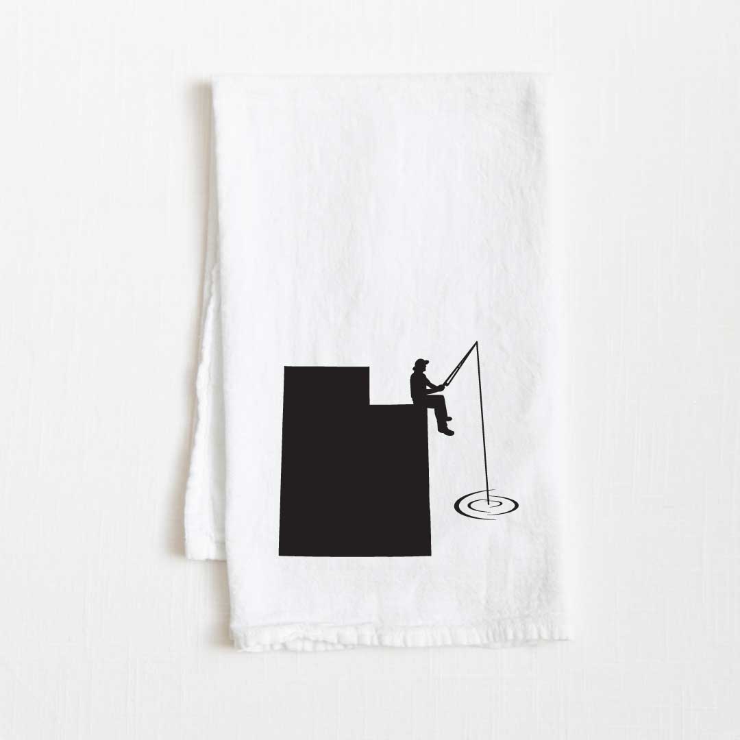 Utah Fishing State Flour Sack Kitchen Towel - 36” x 32”