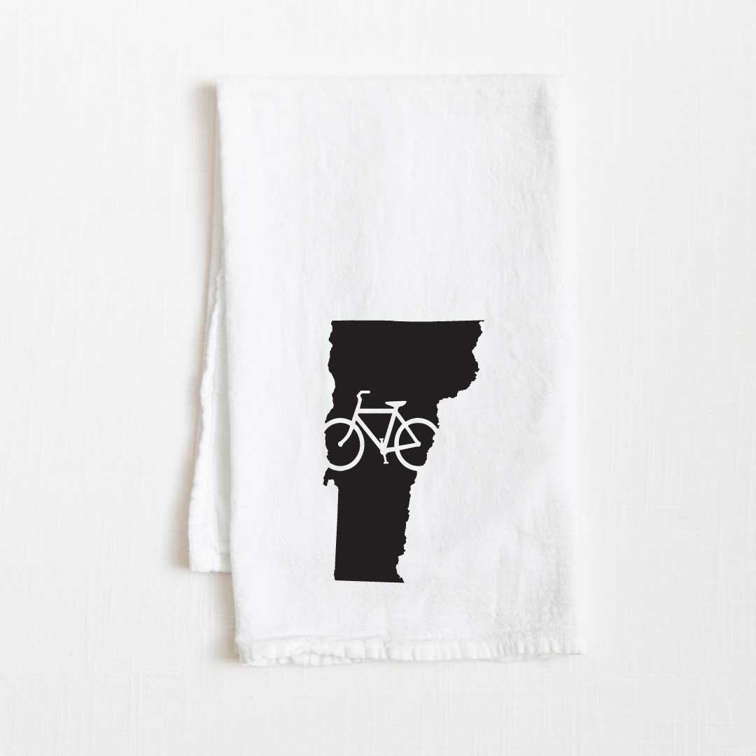 Vermont Bike State Flour Sack Kitchen Towel - 36” x 32”