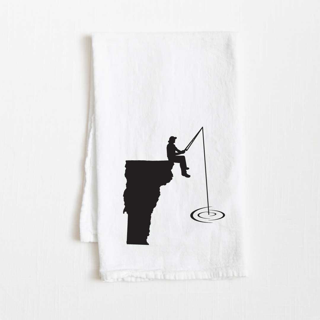 Vermont Fishing State Flour Sack Kitchen Towel - 36” x 32”