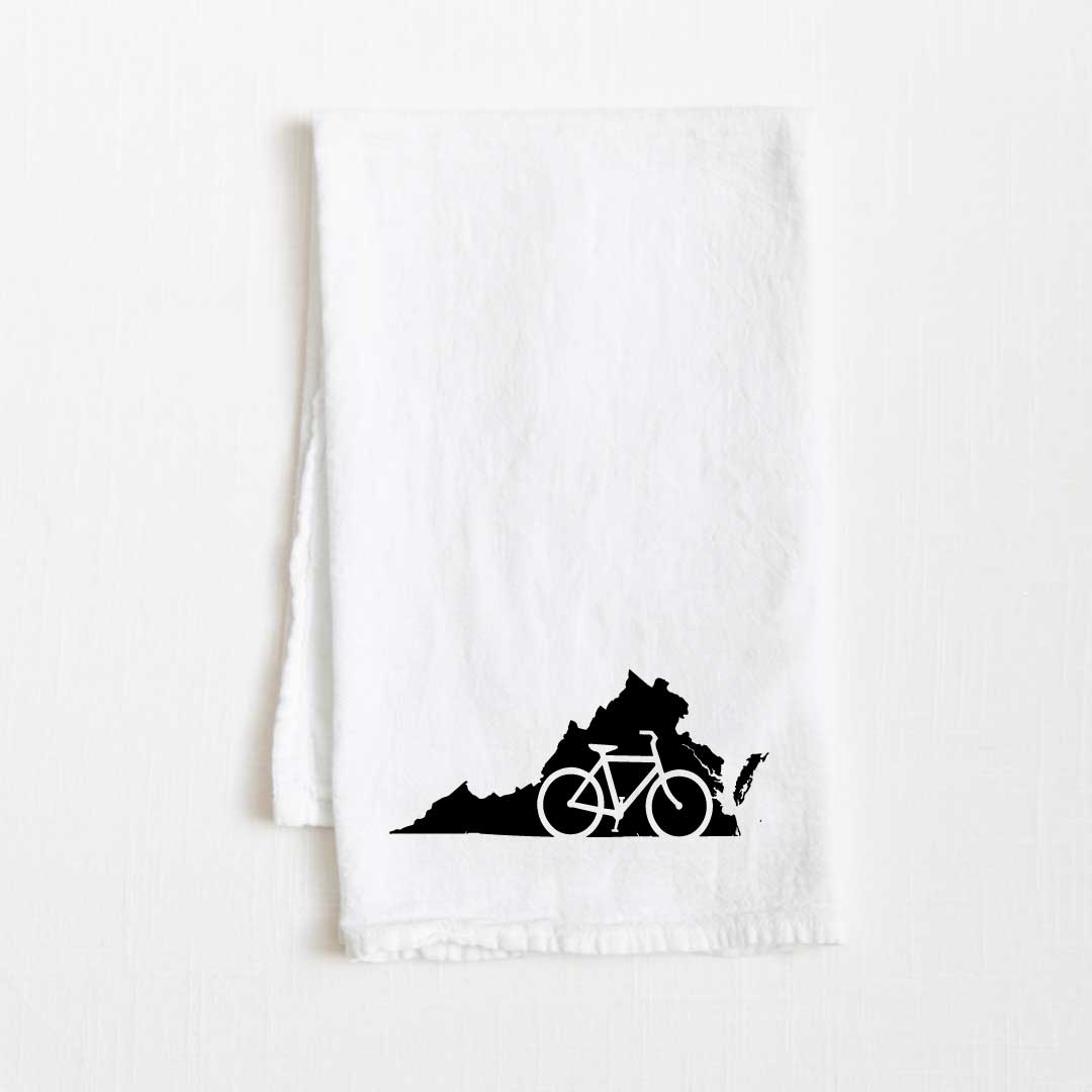 Virginia Bike State Flour Sack Kitchen Towel - 36” x 32”