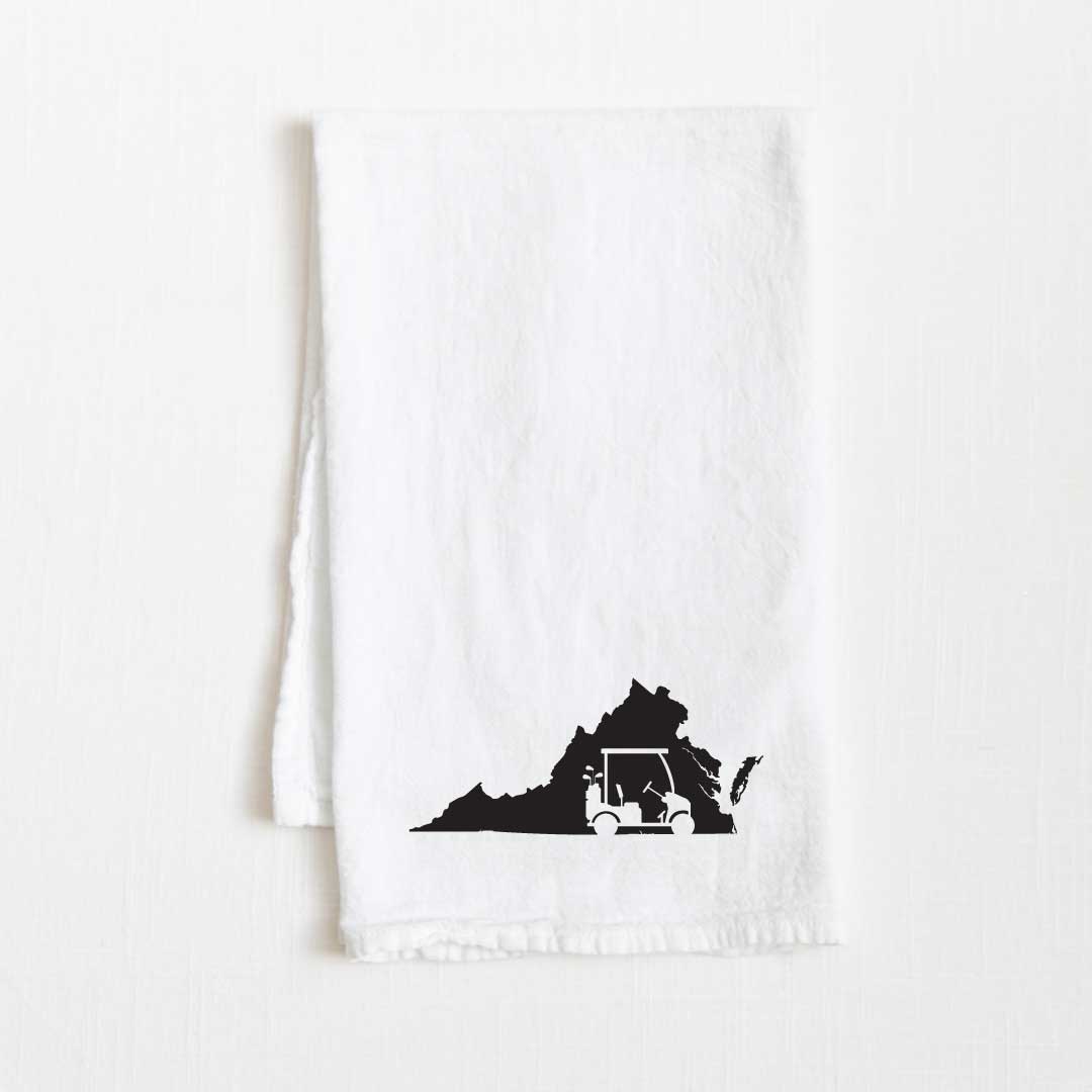 Virginia Golf Cart State Flour Sack Kitchen Towel - 36” x 32”