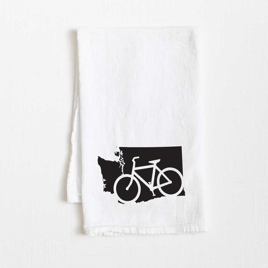 Washington Bike State Flour Sack Kitchen Towel - 36” x 32”