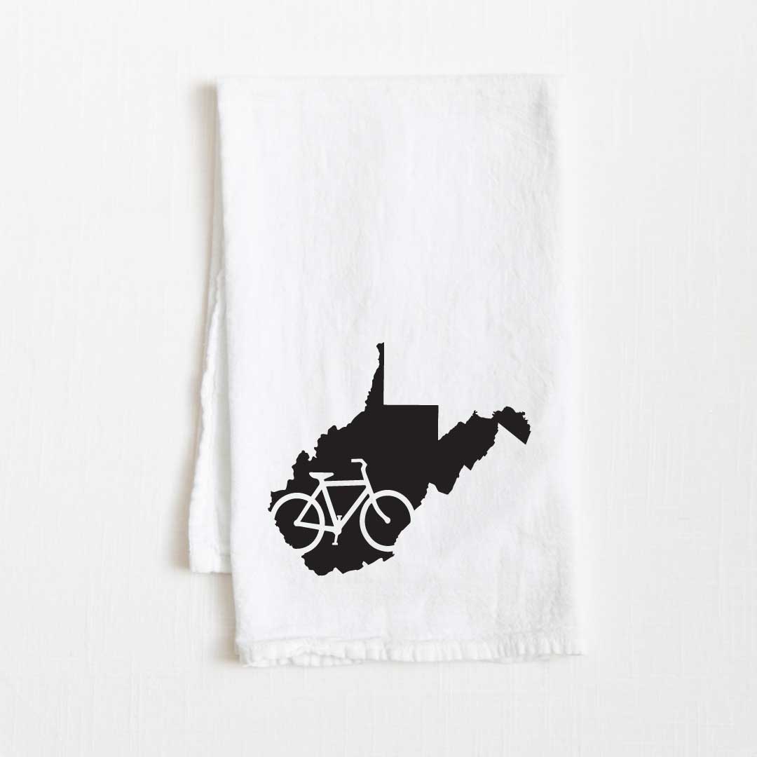 West Virginia Bike State Flour Sack Kitchen Towel - 36” x 32”