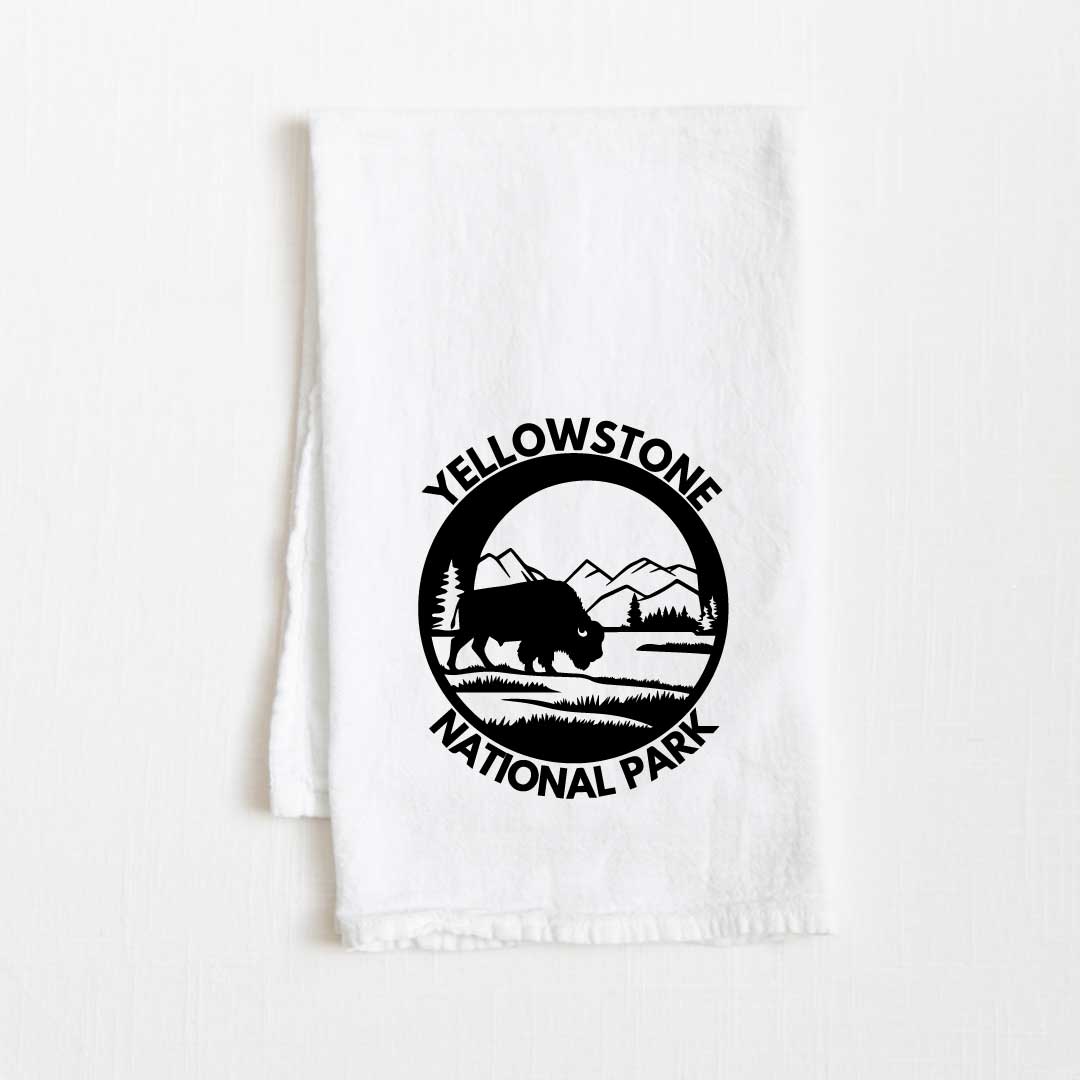 Yellowstone National Park Flour Sack Kitchen Towel - 36” x 32”