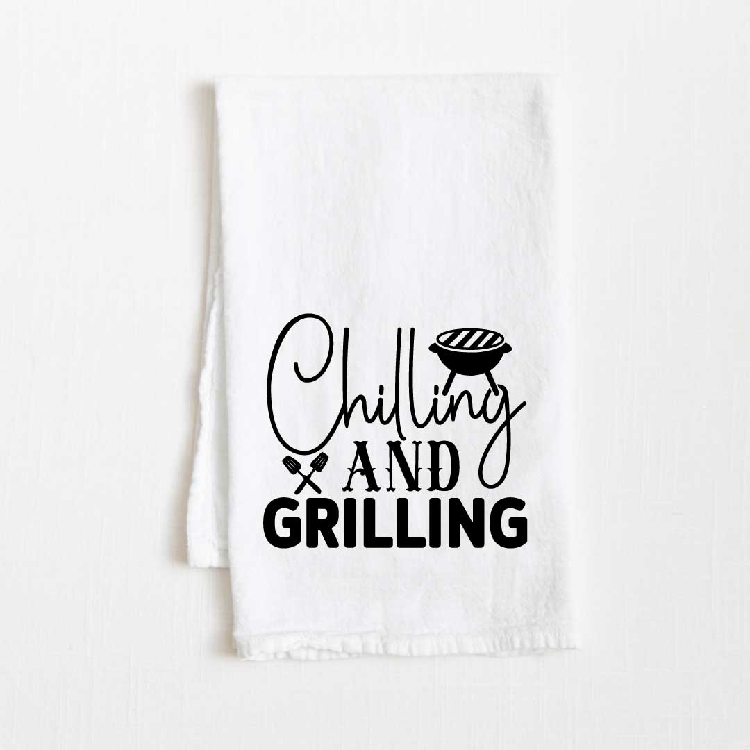 Chilling And Grilling Flour Sack Kitchen Towel - 36" x 32"