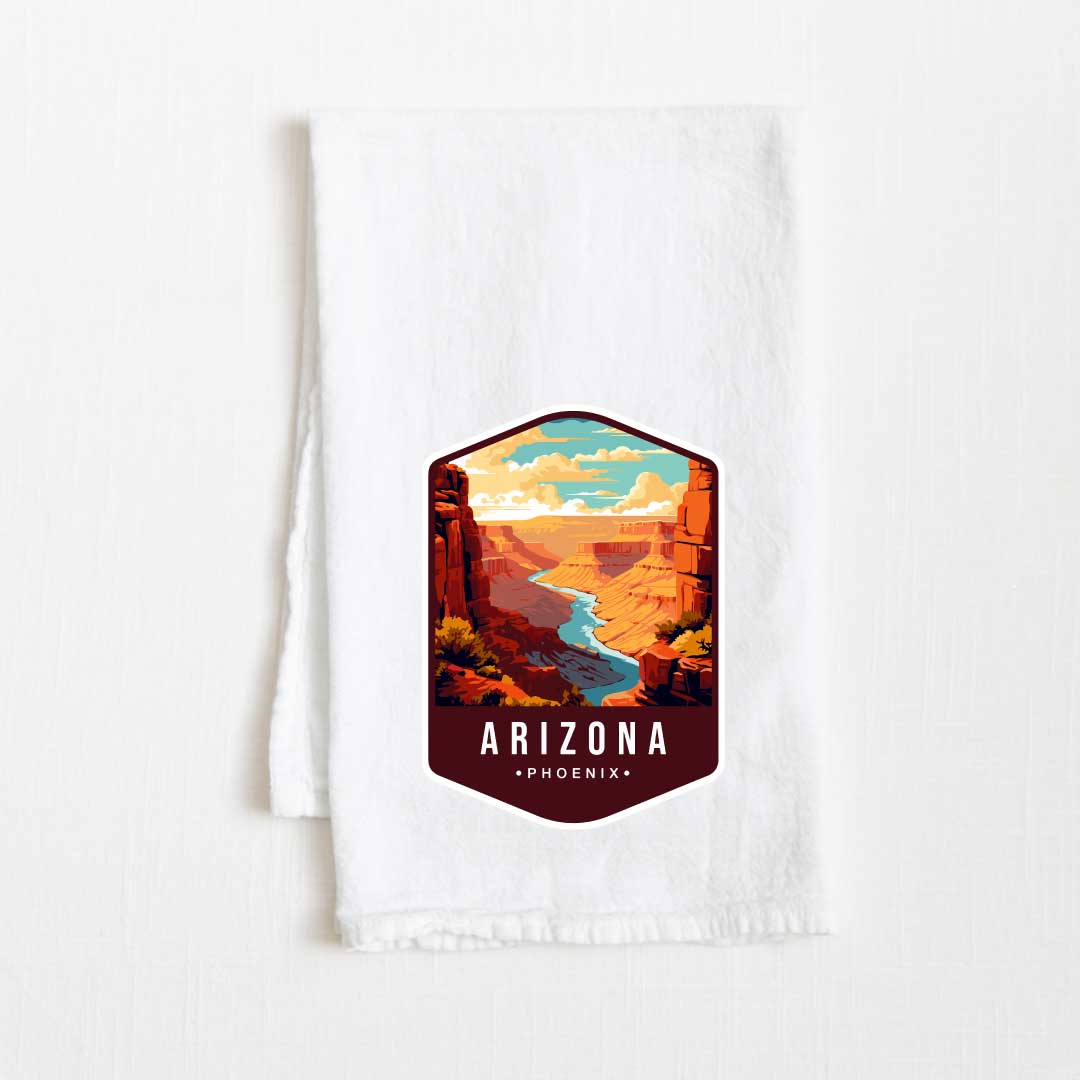 Arizona Vintage Illustrated State Flour Sack Kitchen Towel - 36” x 32”