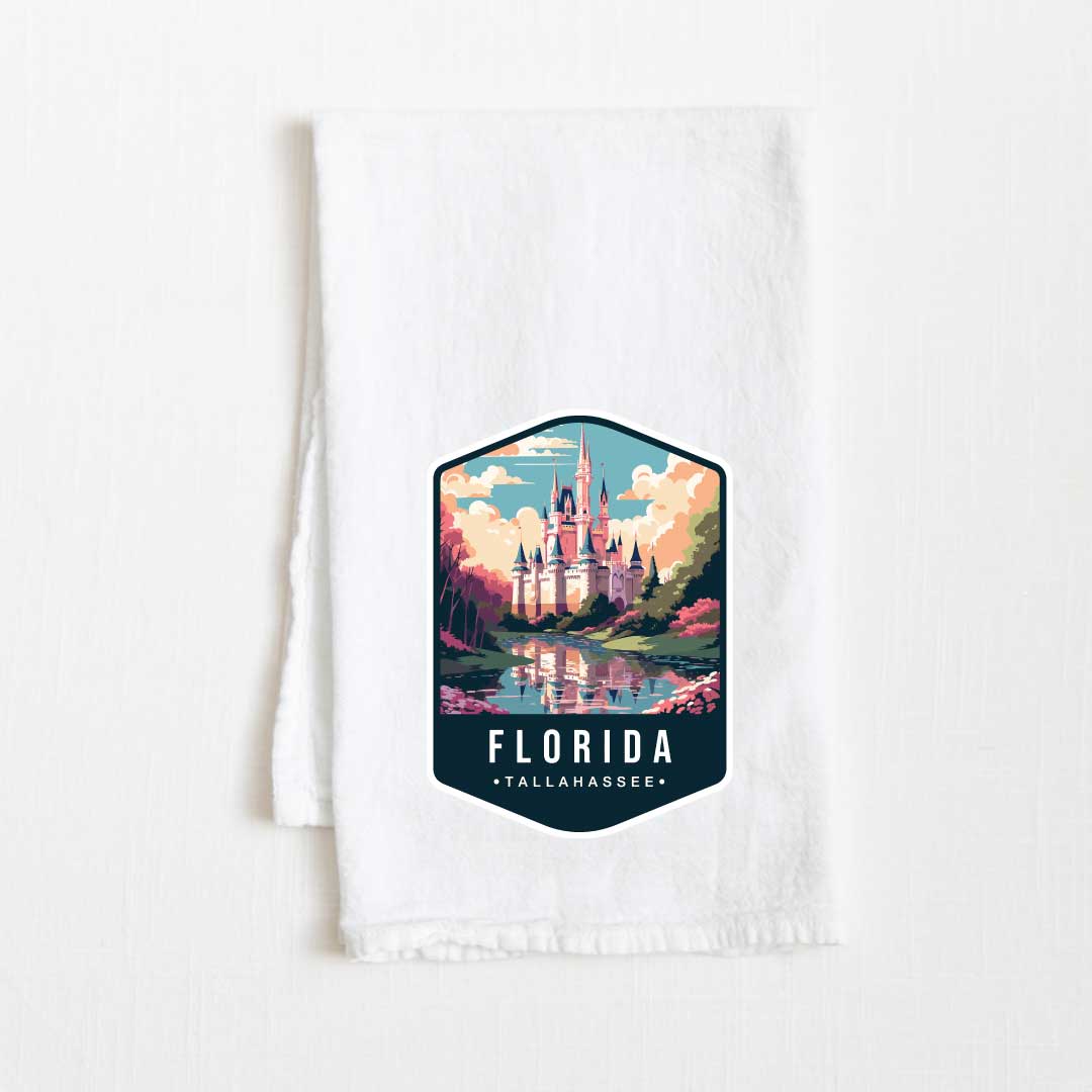 Florida Vintage Illustrated State Flour Sack Kitchen Towel - 36” x 32”