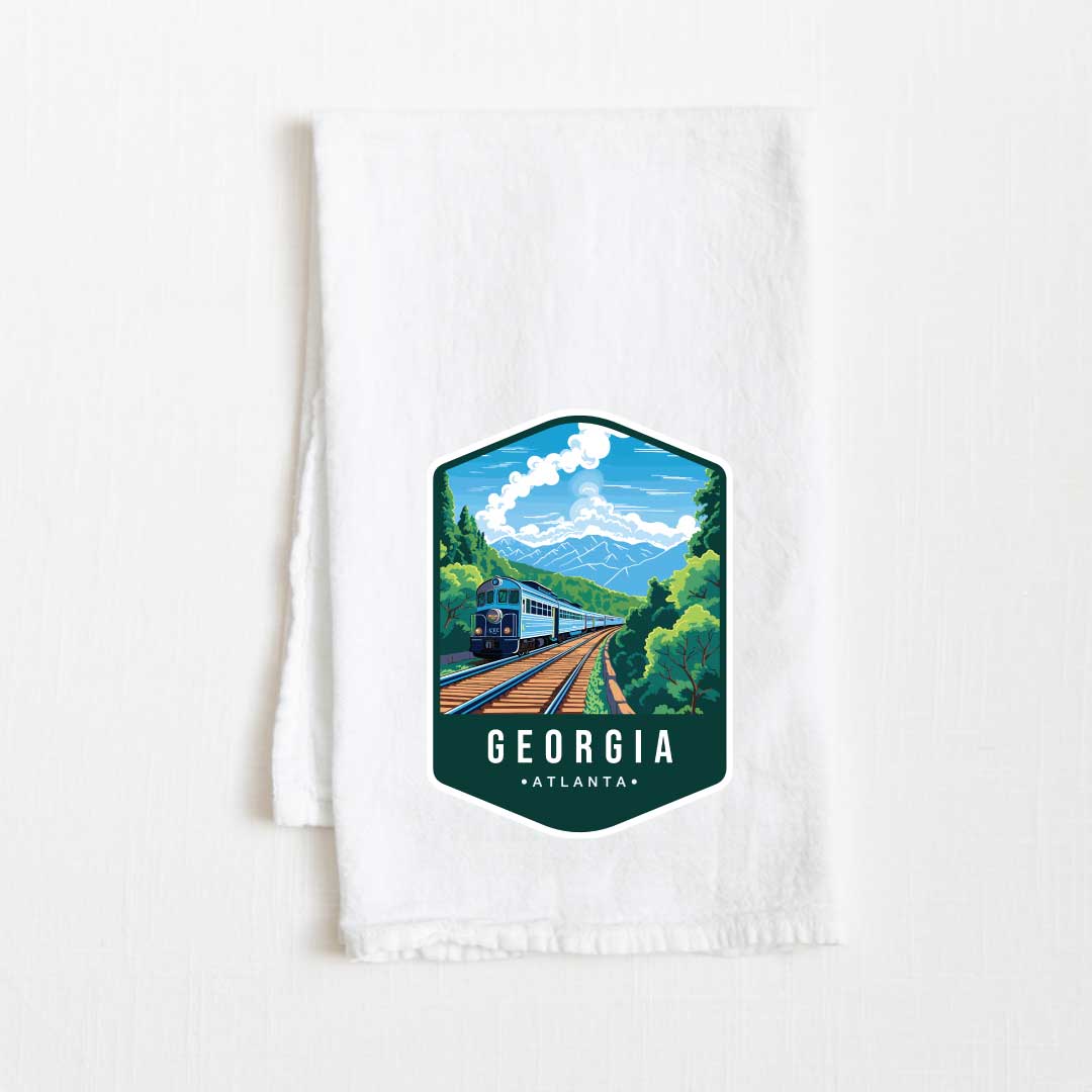 Georgia Vintage Illustrated State Flour Sack Kitchen Towel - 36” x 32”