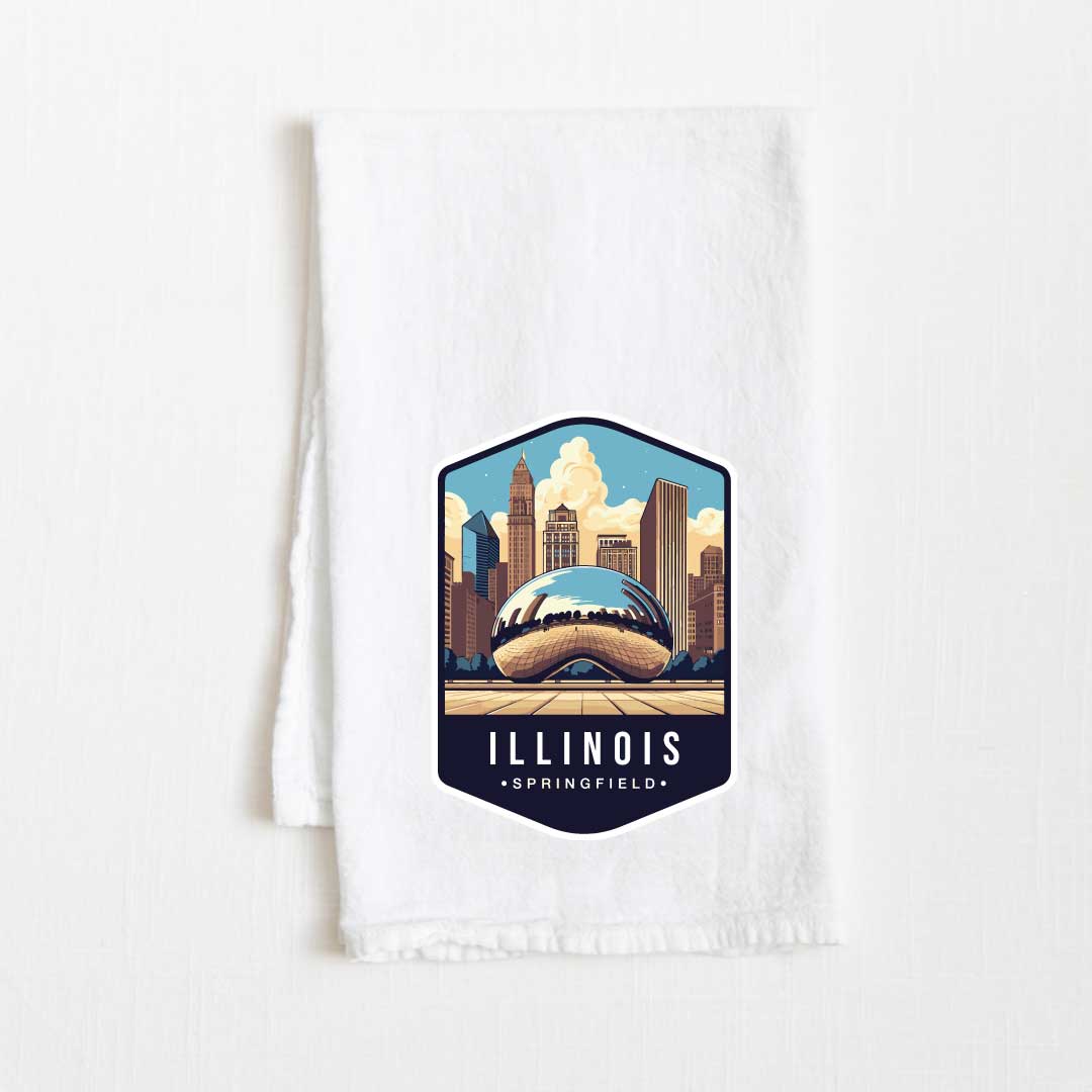 Illinois Vintage Illustrated State Flour Sack Kitchen Towel - 36” x 32”