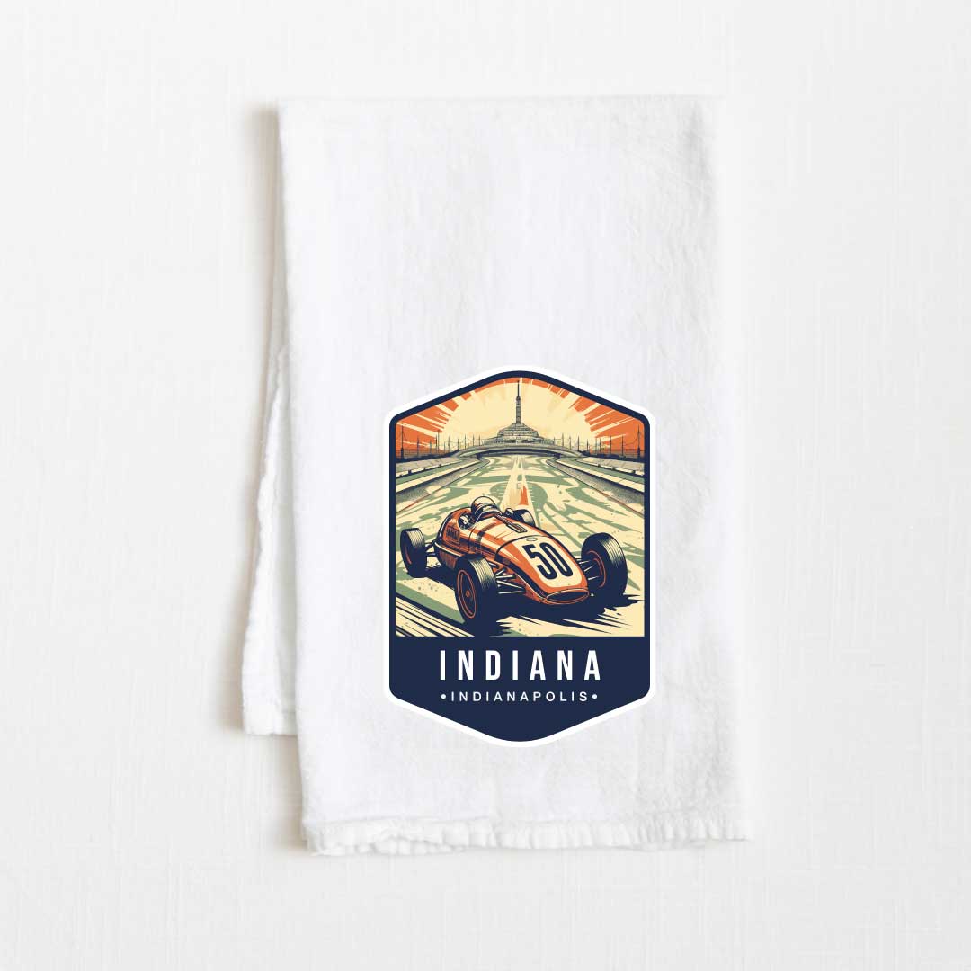 Indiana Vintage Illustrated State Flour Sack Kitchen Towel - 36” x 32”