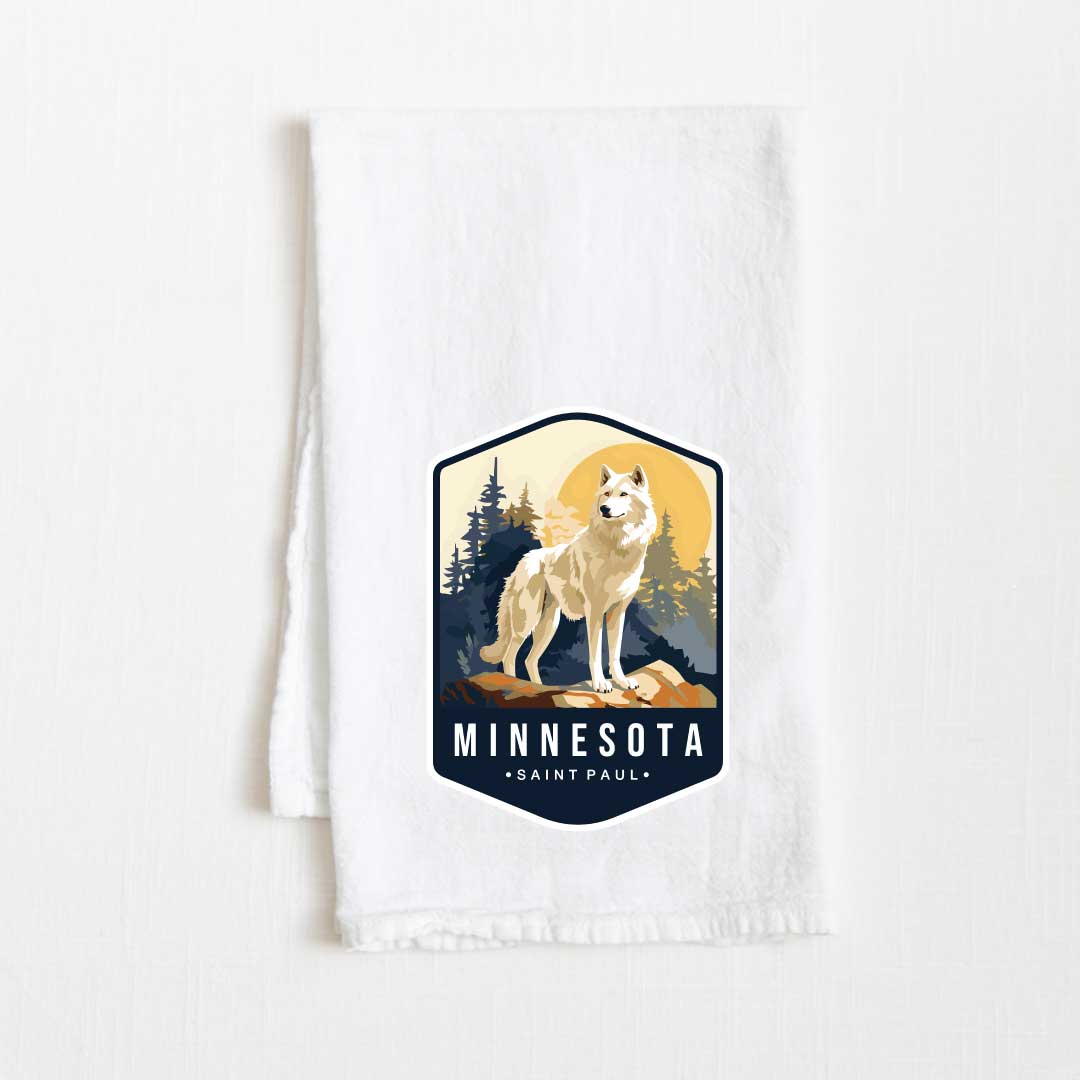 Minnesota Vintage Illustrated State Flour Sack Kitchen Towel - 36” x 32”