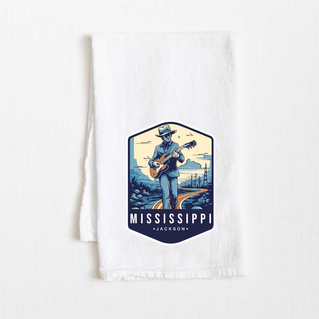 Mississippi Vintage Illustrated State Flour Sack Kitchen Towel - 36” x 32”