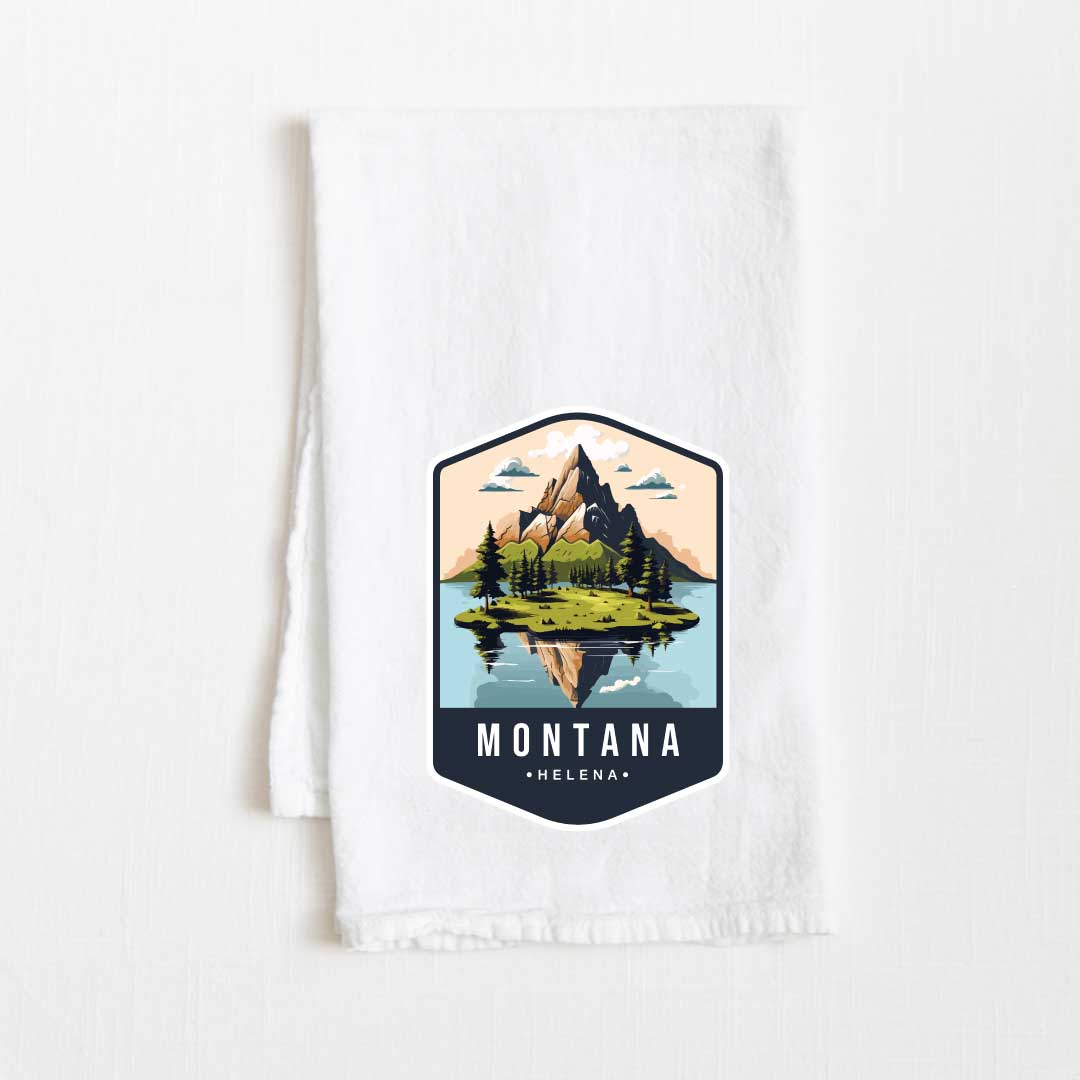 Montana Vintage Illustrated State Flour Sack Kitchen Towel - 36” x 32”