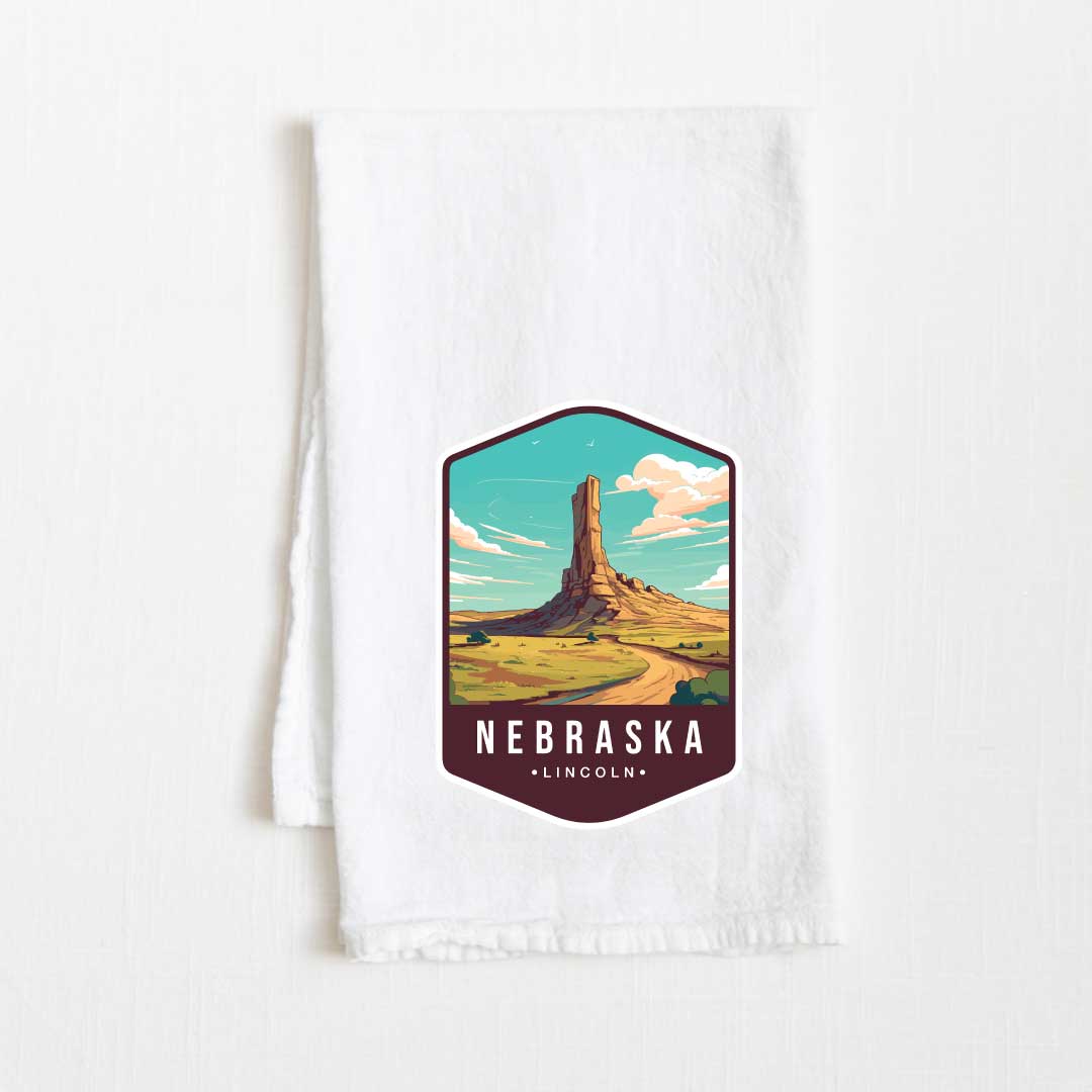 Nebraska Vintage Illustrated State Flour Sack Kitchen Towel - 36” x 32”