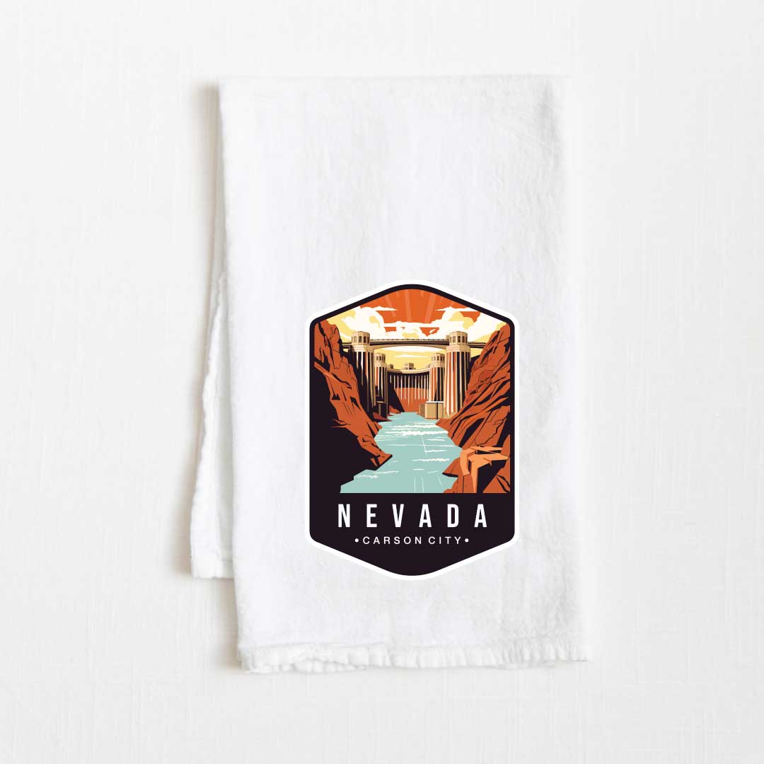 Nevada Vintage Illustrated State Flour Sack Kitchen Towel - 36” x 32”
