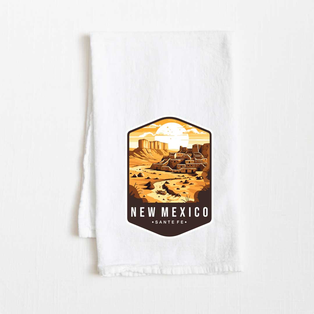 New Mexico Vintage Illustrated State Flour Sack Kitchen Towel - 36” x 32”