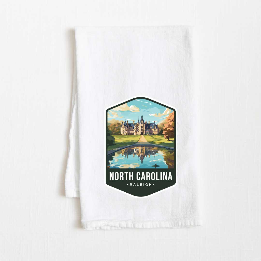 North Carolina Vintage Illustrated State Flour Sack Kitchen Towel - 36” x 32”