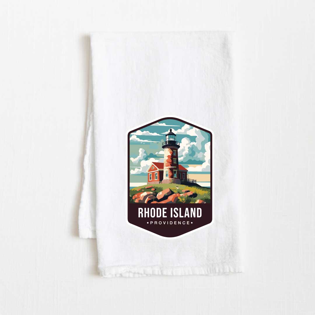Rhode Island Vintage Illustrated State Flour Sack Kitchen Towel - 36” x 32”