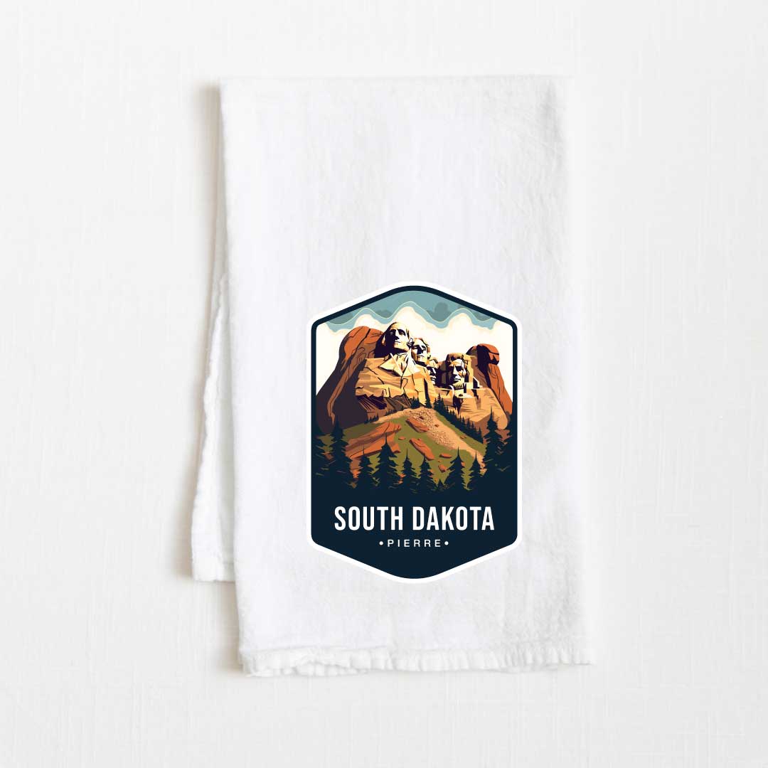 South Dakota Vintage Illustrated State Flour Sack Kitchen Towel - 36” x 32”