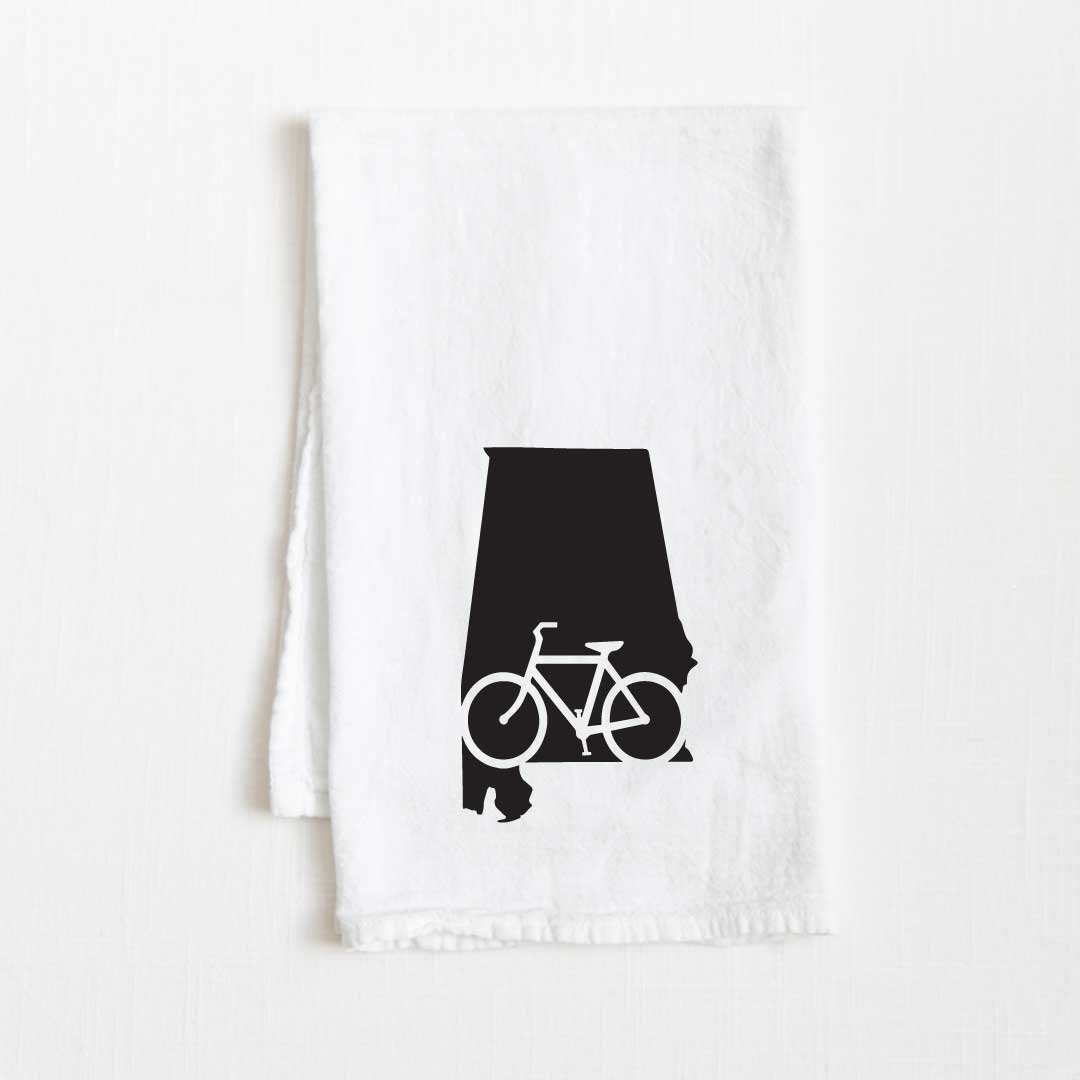 Alabama Bike State Flour Sack Kitchen Towel - 36” x 32”
