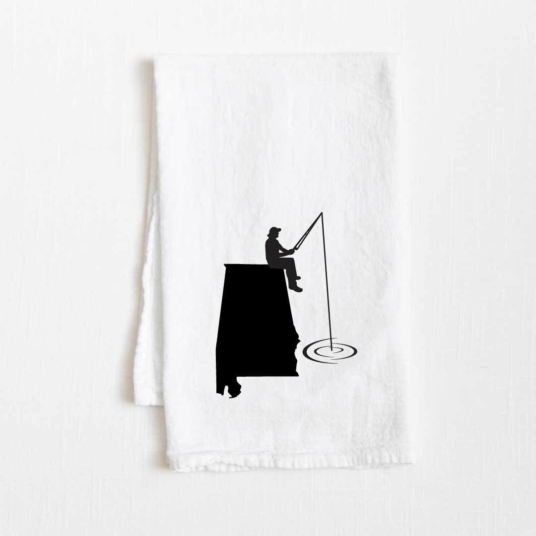 Alabama Fishing State Flour Sack Kitchen Towel - 36” x 32”