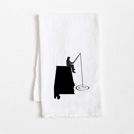 Alabama Fishing State Flour Sack Kitchen Towel - 36” x 32”