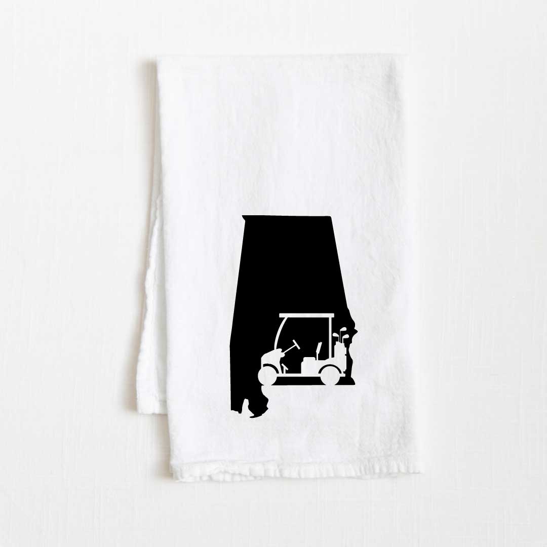 Alabama Golf Cart State Flour Sack Kitchen Towel - 36” x 32”